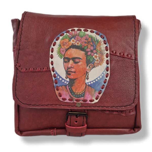 Czerwona torba ze skóry naturalnej Frida