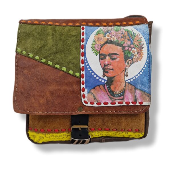 Duża torba ze skóry naturalnej Zielona Frida