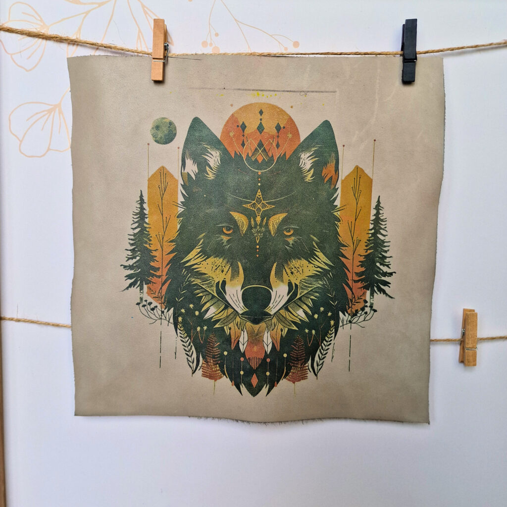 skórzana naszywka- wilczy trop